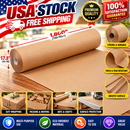 8in 150ft brown kraft - 17.8in,