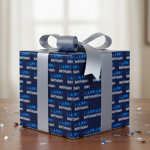 Blue happy birthday gift - blue,