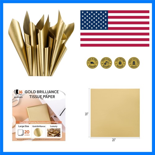 Sheets gold tissue paper - gold,