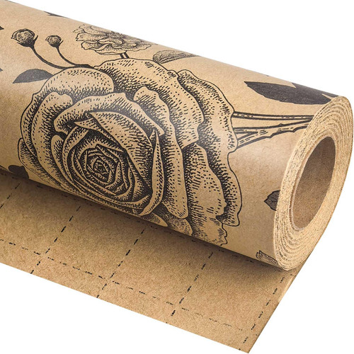 Kraft floral wrapping paper - kraft,