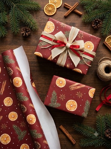 Red christmas wrapping - red,