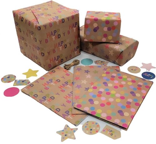 Eco birthday wrapping paper - wrapping, 6
