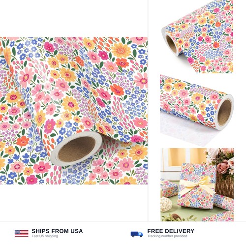 Floral kraft wrapping paper