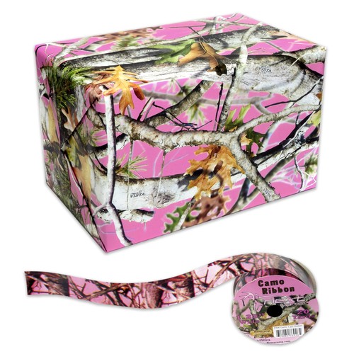 Pcs pink camo gift wrapping - pink,
