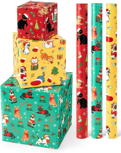 Cat christmas wrapping paper - cat,