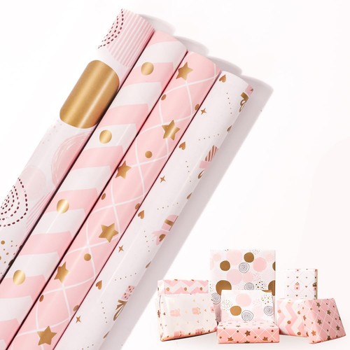 Pink birthday wrapping paper - birthday,