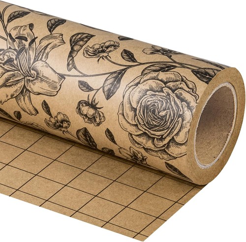 Kraft floral wrapping - floral, paper